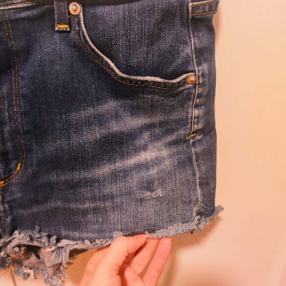 AGOLDE Jaden Distressed High Rise Frayed Denim Shorts Size 30 - Picture 4 of 10